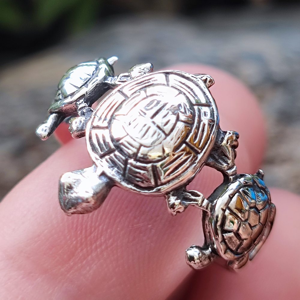 925er Silberring mit Schildkröten - KACHU
