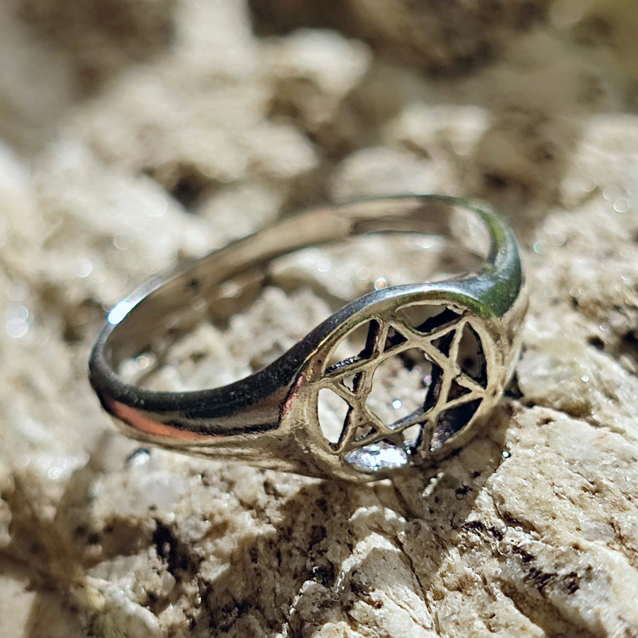 Ethnischer Ring mit Hexagramm aus 925er Silber - ESA