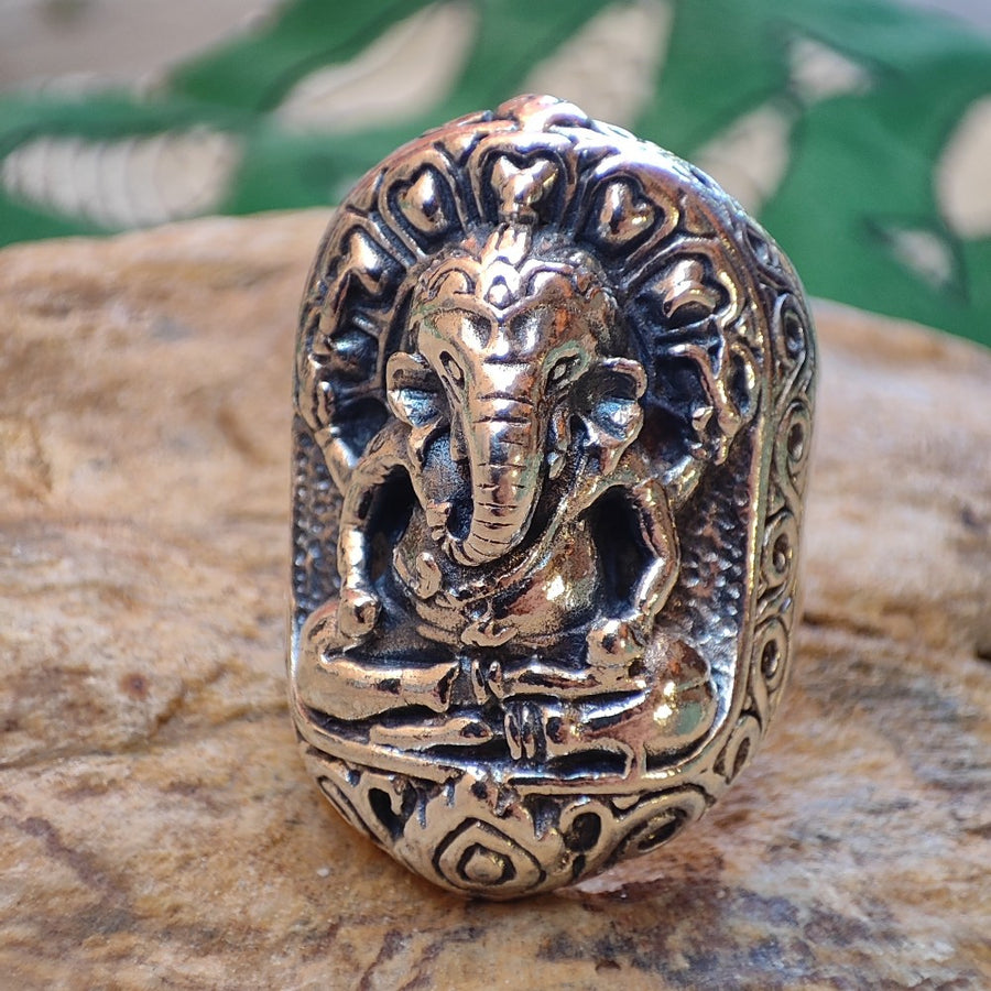 Ethnischer Ring aus 925er Silber mit GANESH - GANAPATI