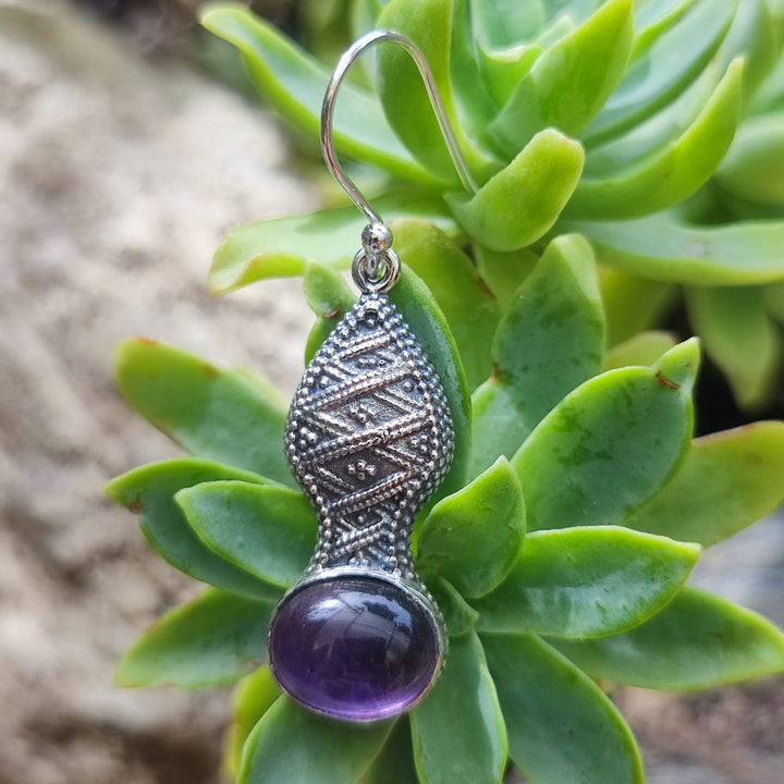 RIYO Orecchini Donna In Argento Con Ametista Viola – Gioielli Etnici Artigianali, Idea Regalo Compleanno