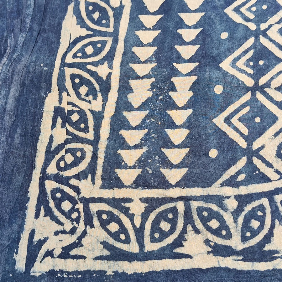 Pareo – Ethnischer Sarong aus 100 % handgefertigter Baumwolle – BATIK – blau