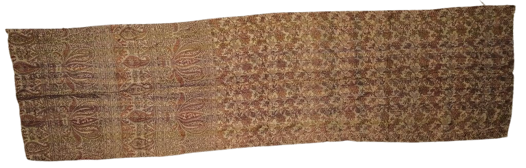 KANTHA Schal mit Vintage Seidenmischgewebe grün - altrosa Handstickerei