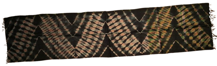 KANTHA Schal mit Vintage Seidenmischgewebe Handstickerei Batik - schwarz