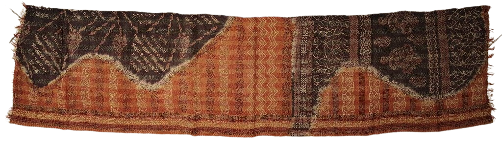 KANTHA-Schal mit handbestickten, bronzefarbenen und grauen Vintage-Stoffen aus Seidenmischung