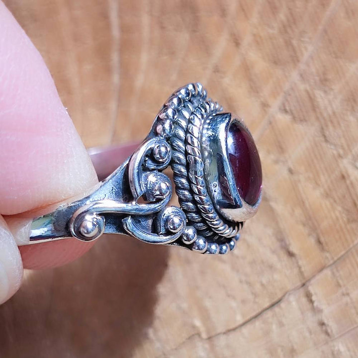 Anello argento 925 con pietra ovale - KUDALOI granato