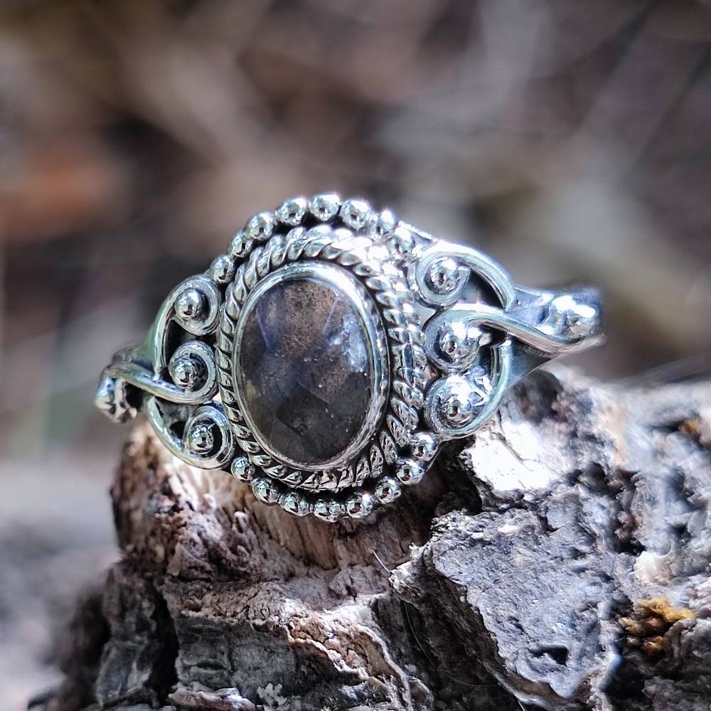 Anello argento 925 con pietra ovale - KUDALOI labradorite