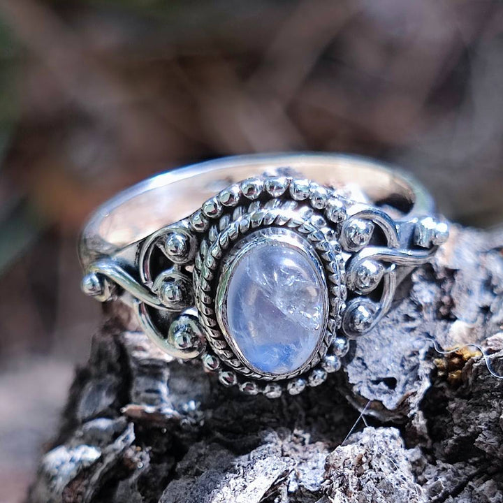Anello argento 925 con pietra ovale - KUDALOI pietra di luna
