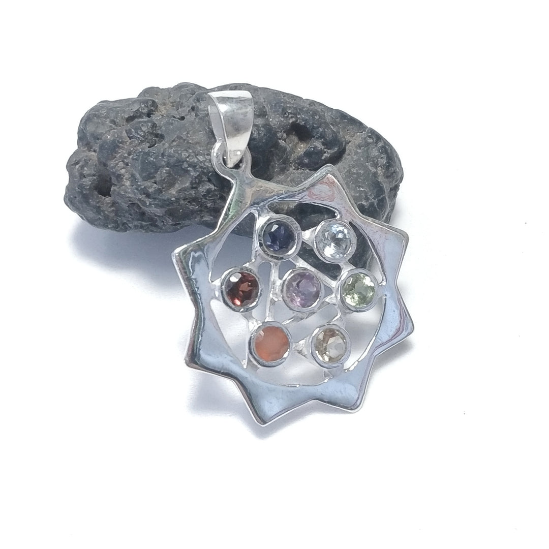 CIONDOLO PIETRA | in argento 925 con pietre CHAKRA| GIOIELLI ARGENTO