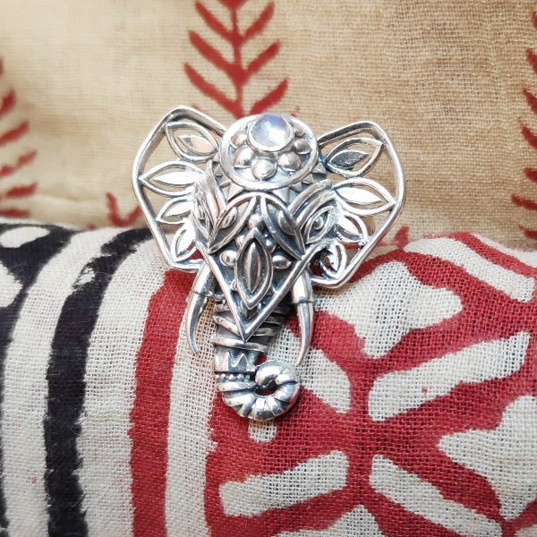 Handgefertigter 925er Silber RING Ring mit Amethyststein | Elefant