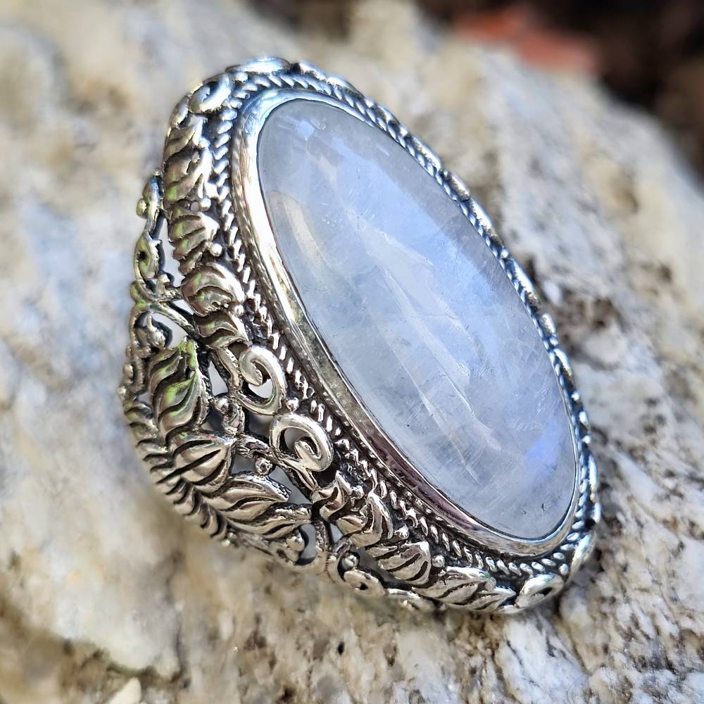 Anello artigianale con pietra in argento 925 - UTTAM