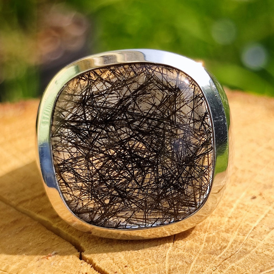 Handgefertigter Ring mit Labradorit in 925er Silber - Einzelstück