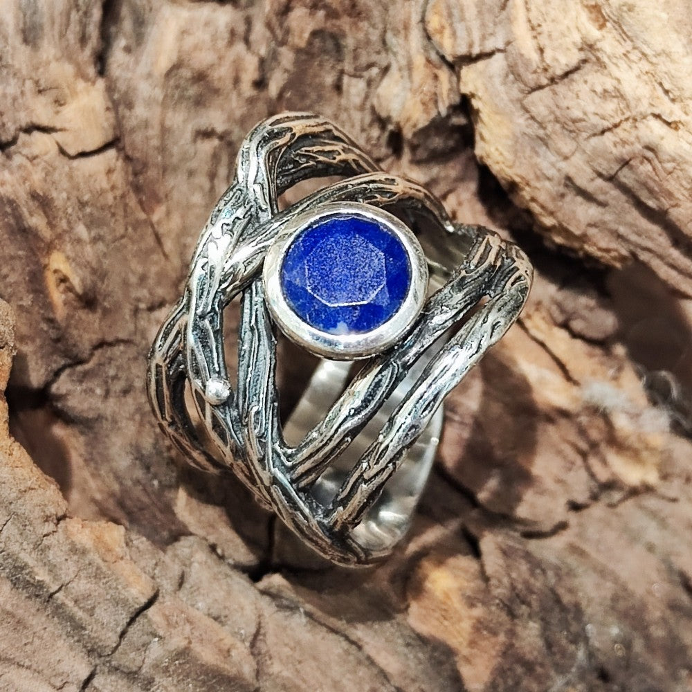 Ring aus handgefertigtem 925er Silber IVY Ring mit Lapislazuli