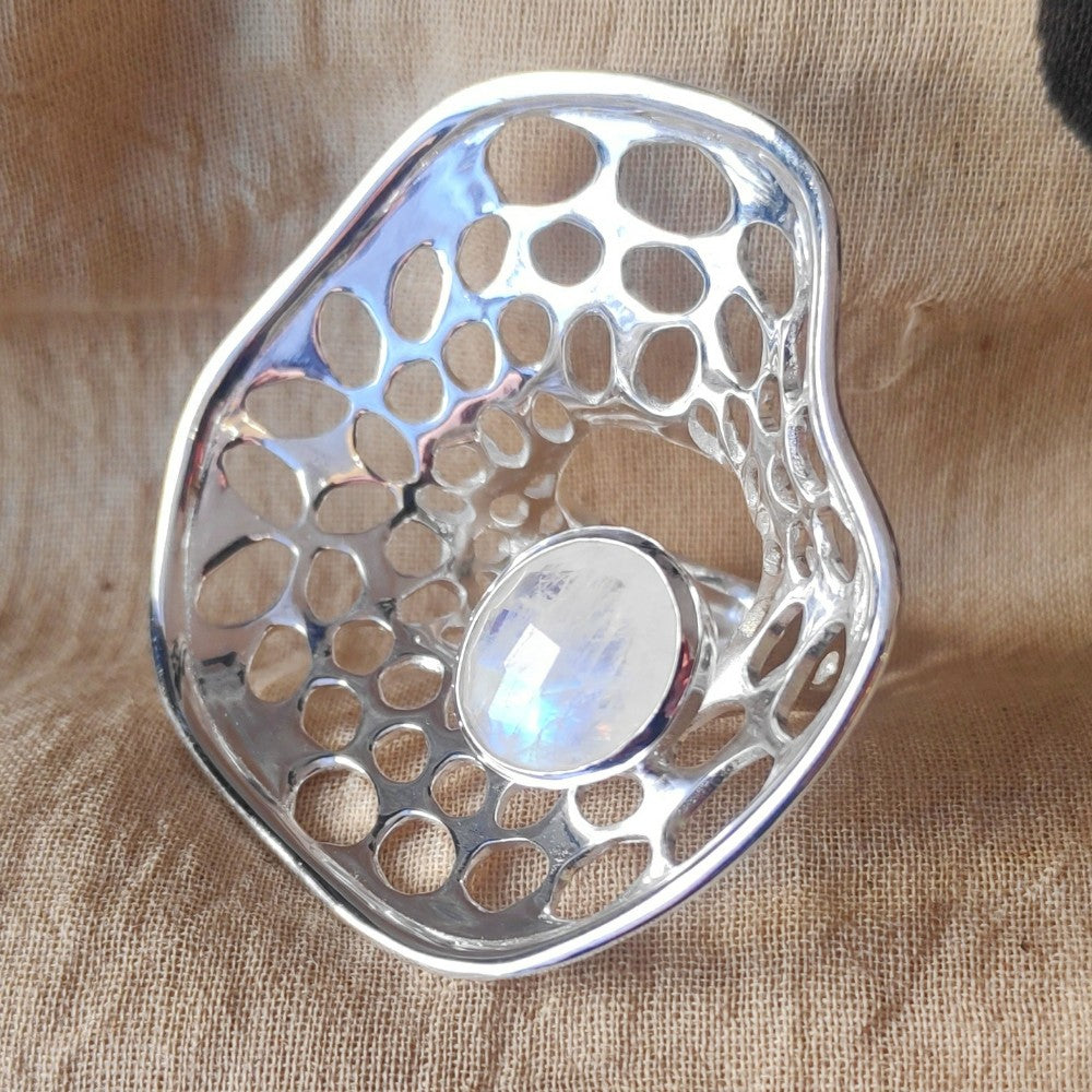NEWAGE Ring mit Stein in 925er Silber mit Mondstein