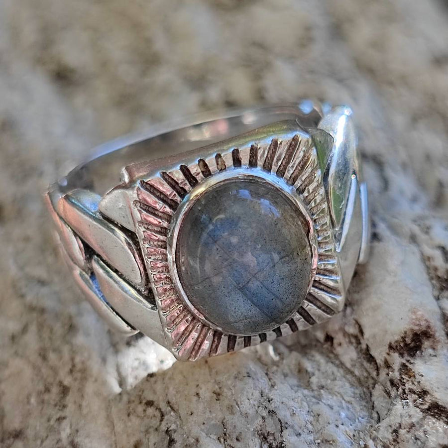 Ethnischer Ring aus 925er Silber mit Stein - RANIJAR