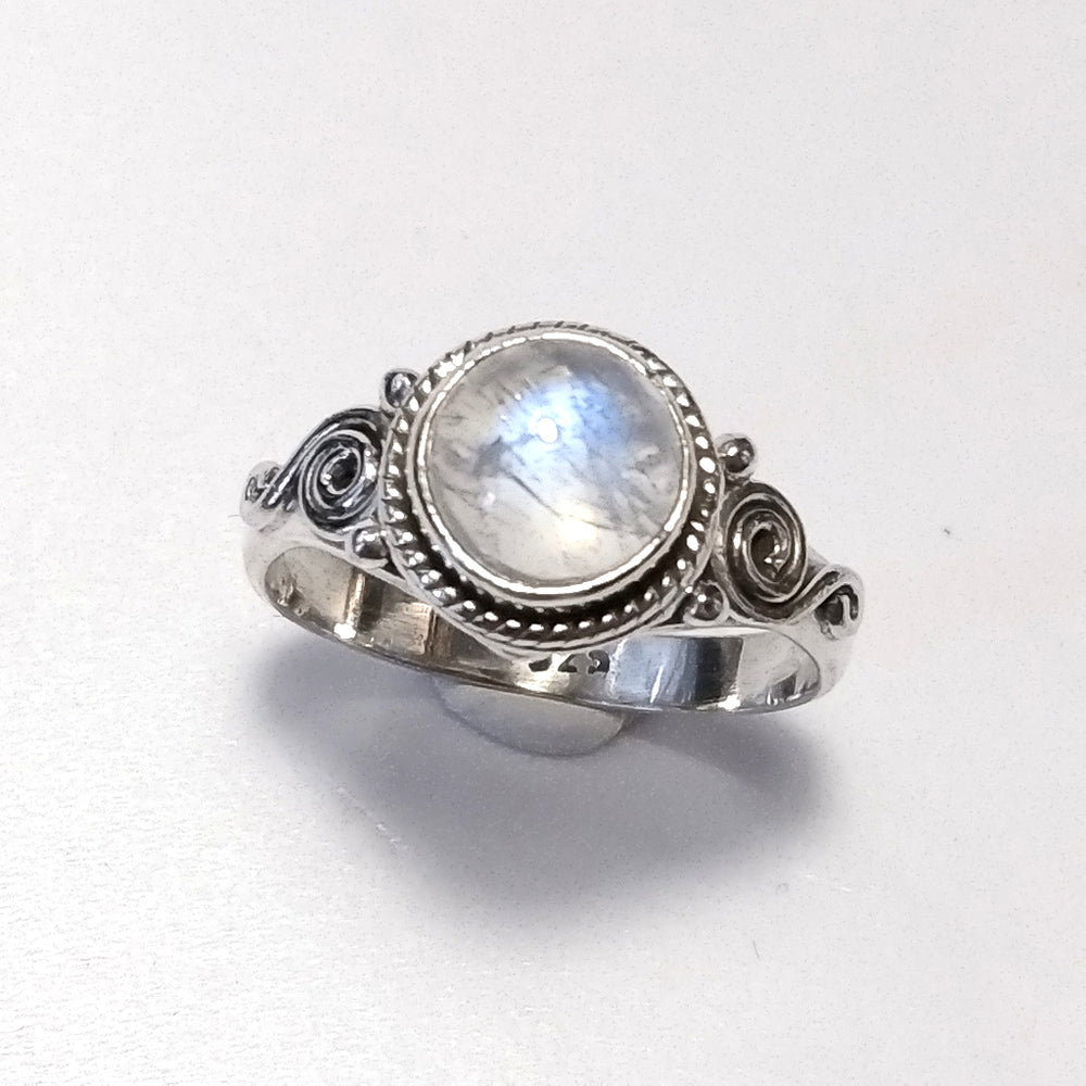 Handgemachter Silber 925 RING mit Mondstein, Granat, Blautopas | SCHMUCK MIT STEINEN