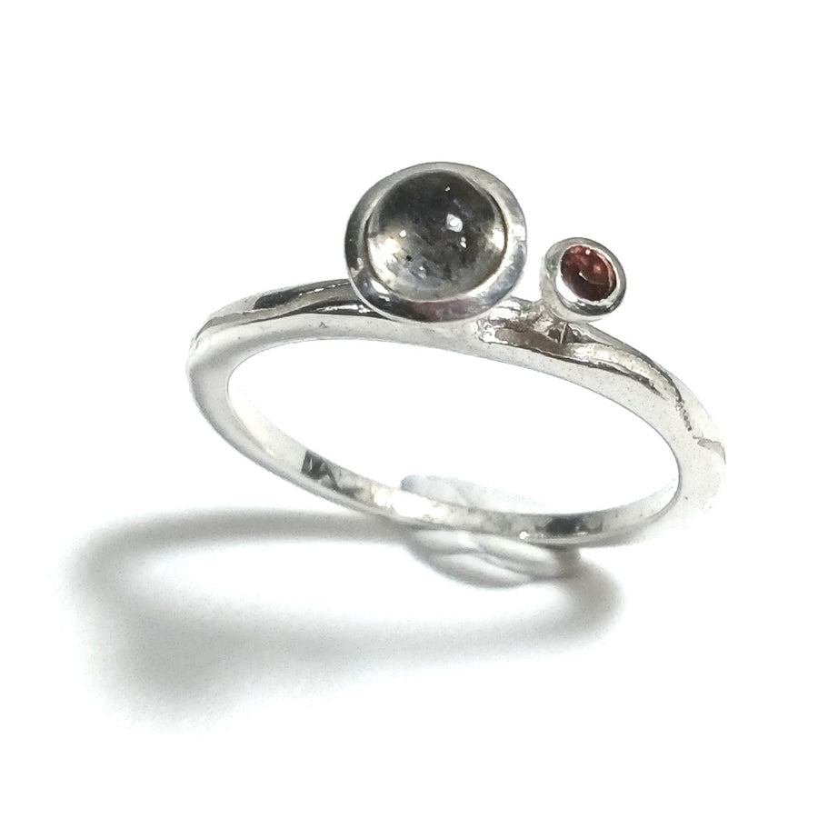 Handgemachter Silber 925 RING Ring mit Labradorit Stein, Granat | SILBERSCHMUCK