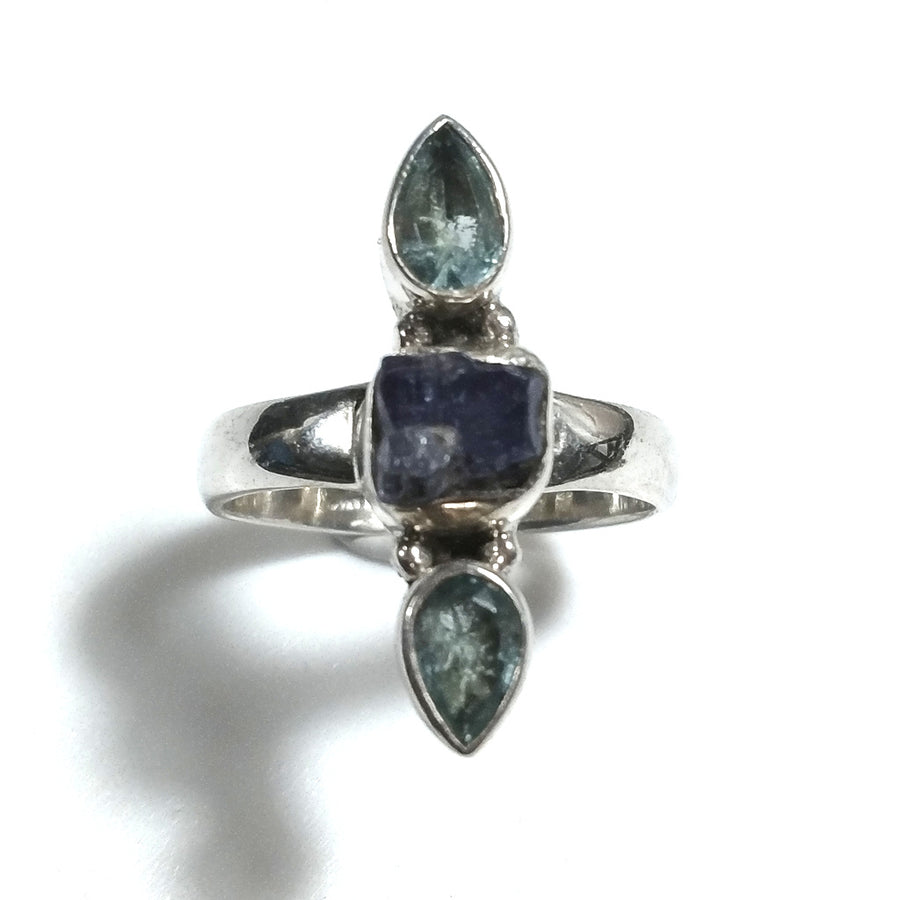 Handgemachter Silber 925 RING Ring mit Blue Topas Stein, Tansanit | SILBERSCHMUCK