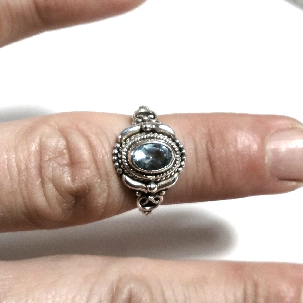 Bague En Argent Avec Topaze Bleue Naturelle - Neuf Avec étiquettes