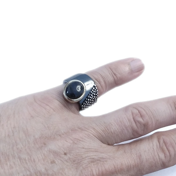 925er Silber Bandring handgefertigter RING mit Stein | RINGE handgefertigt