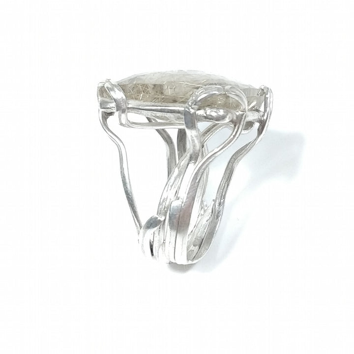 Anello con pietra in argento 925 ANELLO artigianale Quarzo rutilato | PEZZO UNICO
