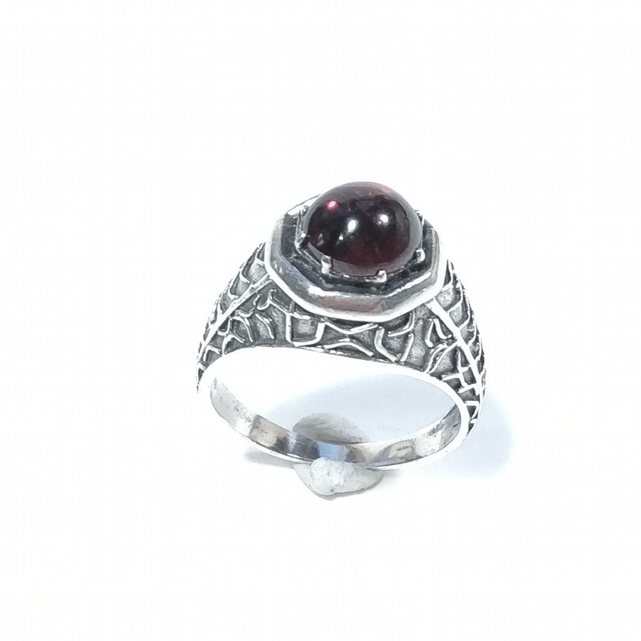 ETHNISCHER RING aus 925er Silber Ring mit Granatstein | SILBERRINGE