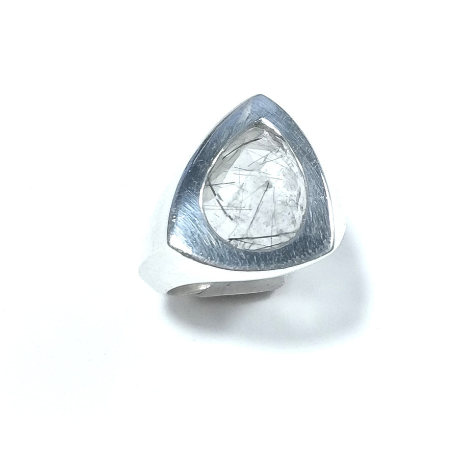 Anello con pietra in argento 925 ANELLO artigianale Quarzo rutilato | ANELLI ARGENTO