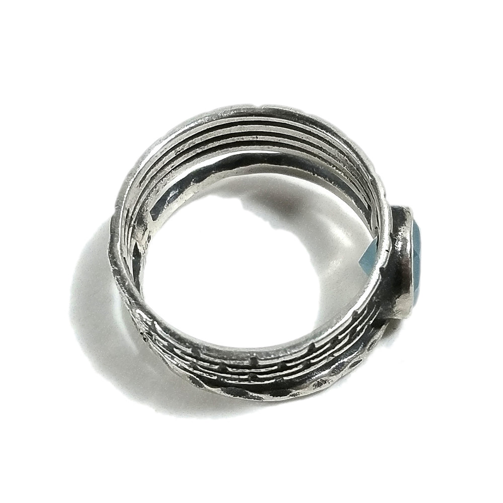 925 Silber Bandring Handgefertigter RING Schwarzer Onyx Chalcedon | SILBERRINGE