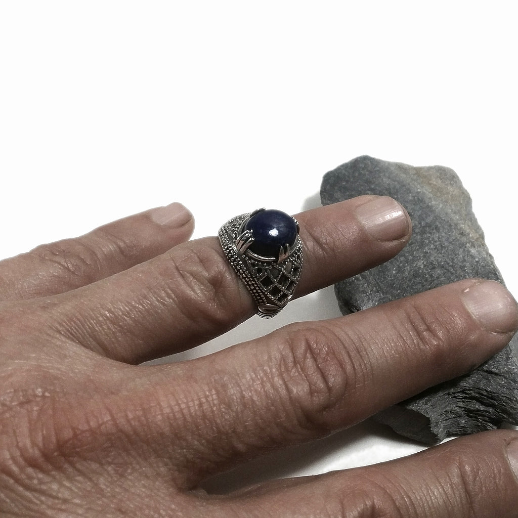 925 Silber Bandring handgefertigter RING Amethyst, Lapislazuli | SILBERRINGE