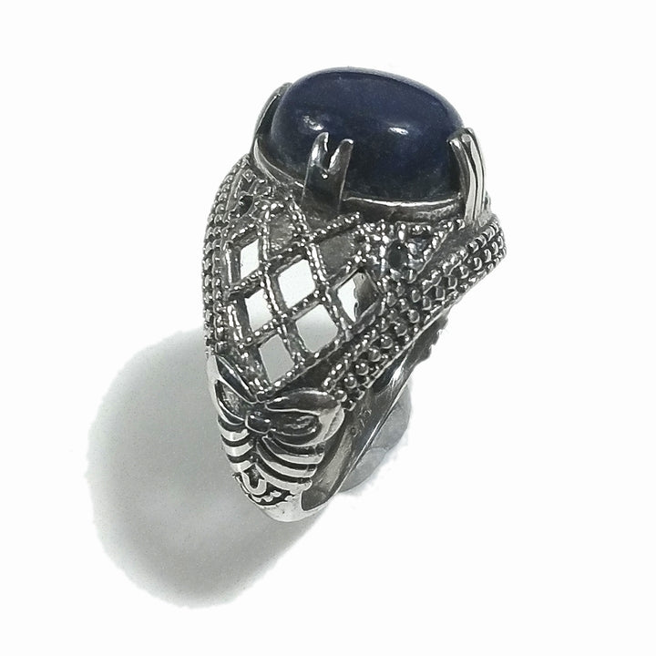 925 Silber Bandring handgefertigter RING Amethyst, Lapislazuli | SILBERRINGE