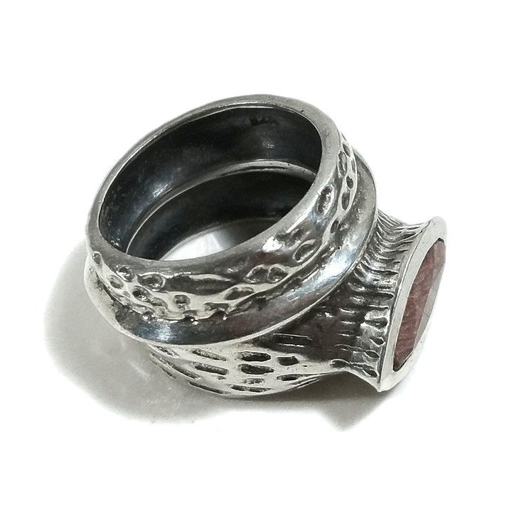 925er Silber Bandring handgefertigt RING Rubinwurzel | SILBERRINGE
