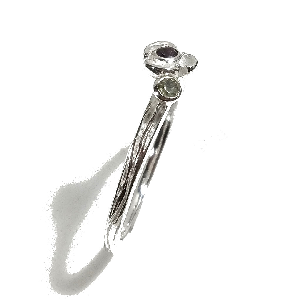 925er Silberring in Form von BLUMEN mit Stein | handgefertigtes Silber