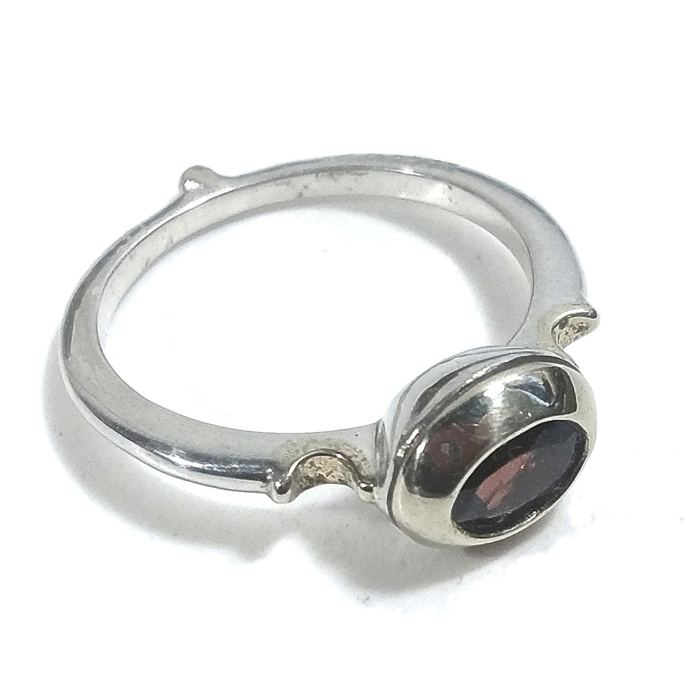 925er Silber ethnischer Bandring handgefertigter RING mit Granat | SILBERRINGE