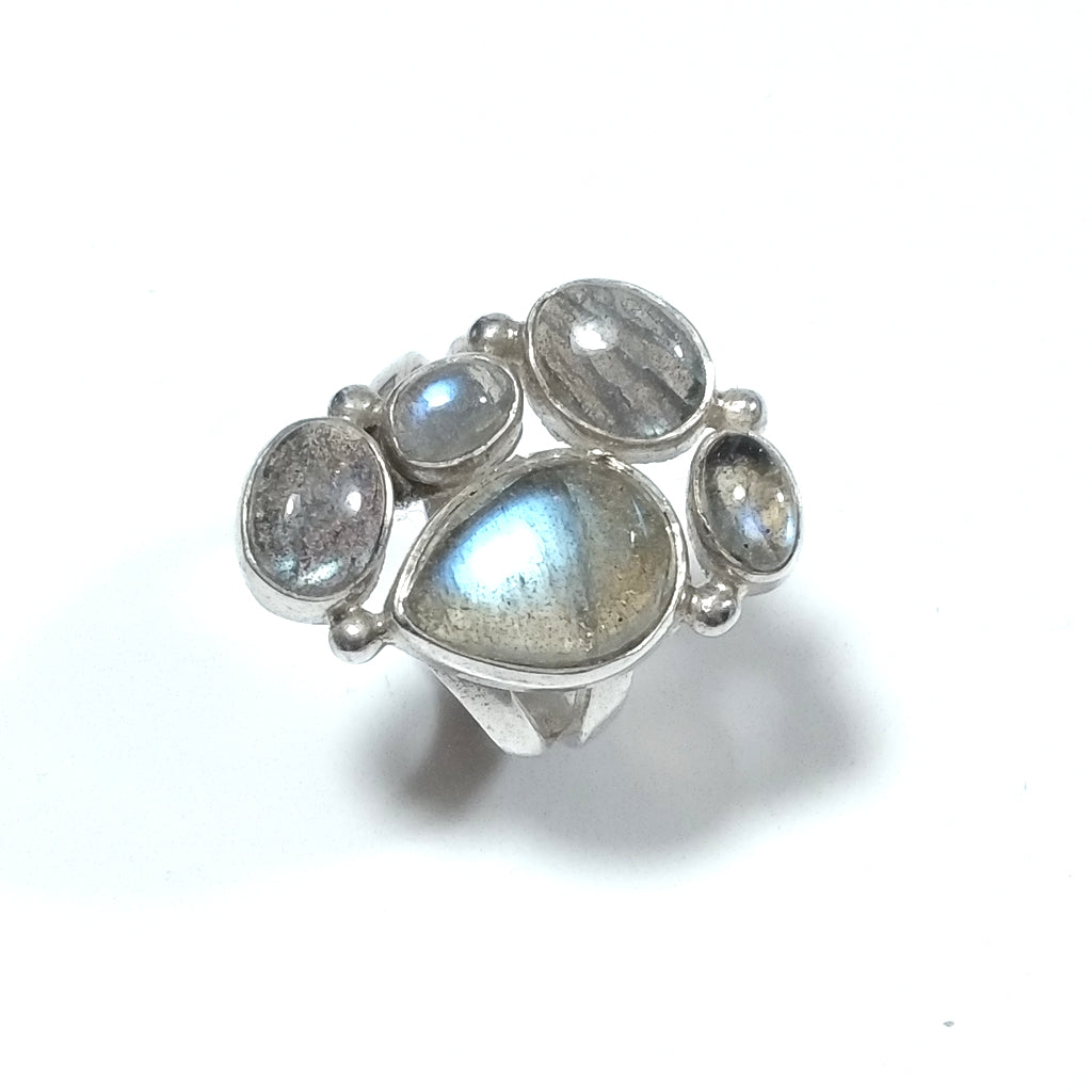 Ring mit Stein in 925er Silber RING handgefertigter Labradorit