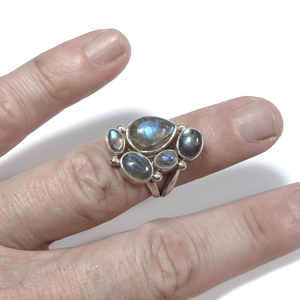 Ring mit Stein in 925er Silber handgefertigter Labradorit RING | SILBERSCHMUCK