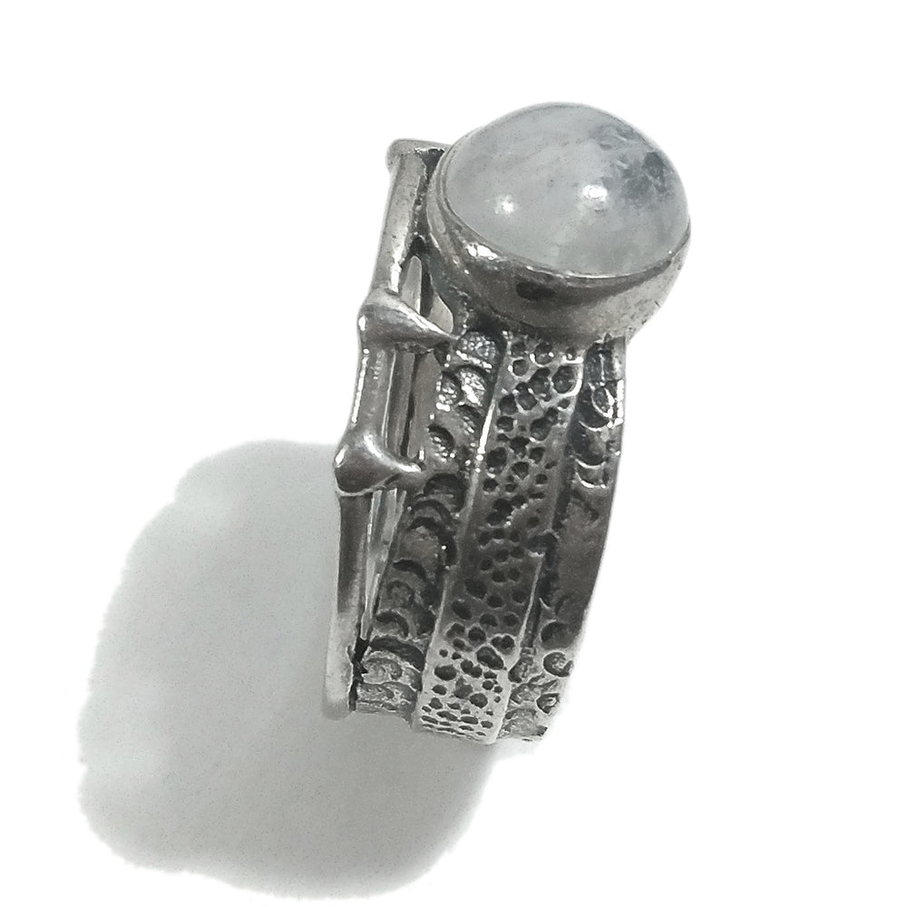 925er Silber Bandring handgefertigt RING Mondstein | SILBERRINGE