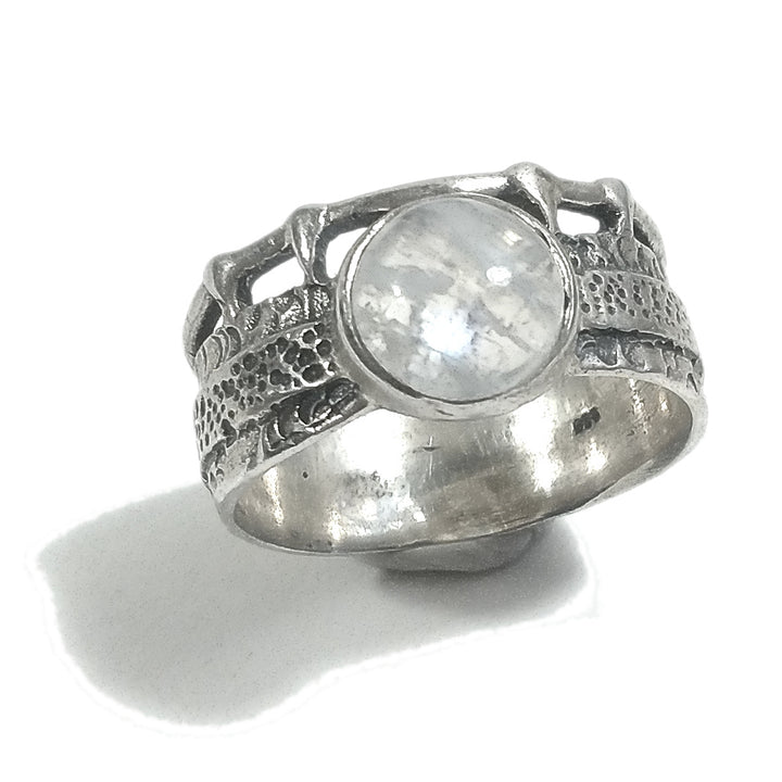 925er Silber Bandring handgefertigt RING Mondstein | SILBERRINGE