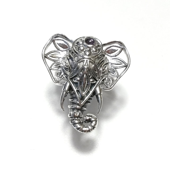Handgemachter Silber 925 RING Ring mit Amethyststein | Elefant