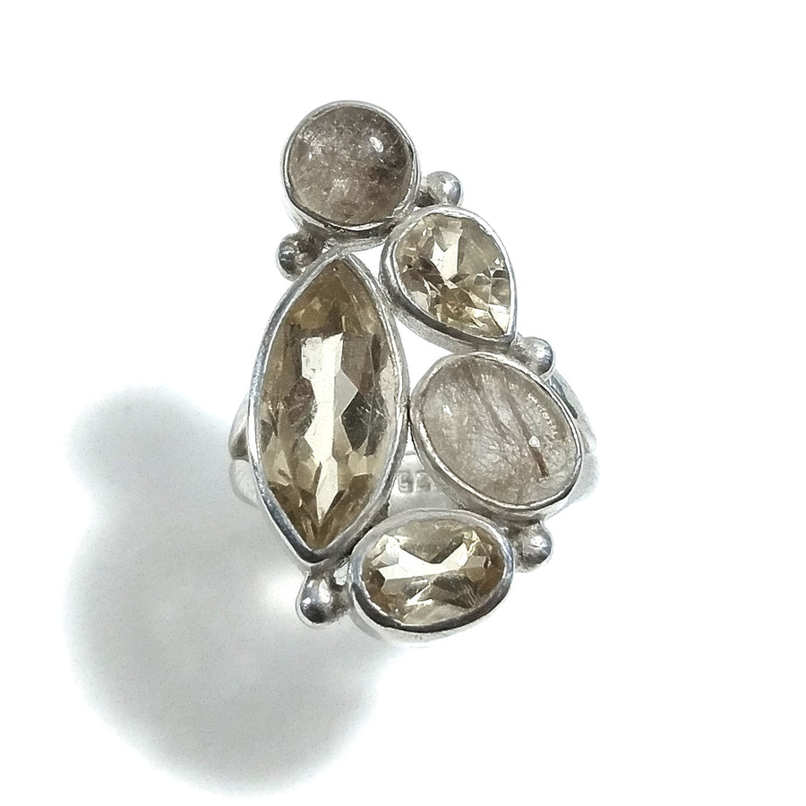 Anello con pietra in argento 925 con Quarzo Citrino, Quarzo rutilato | GIOIELLI ARTIGIANALI