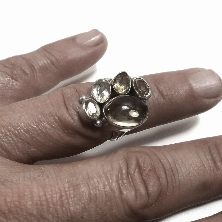 Ring mit Stein in 925er Silber mit Citrinquarz | HANDWERKERSCHMUCK
