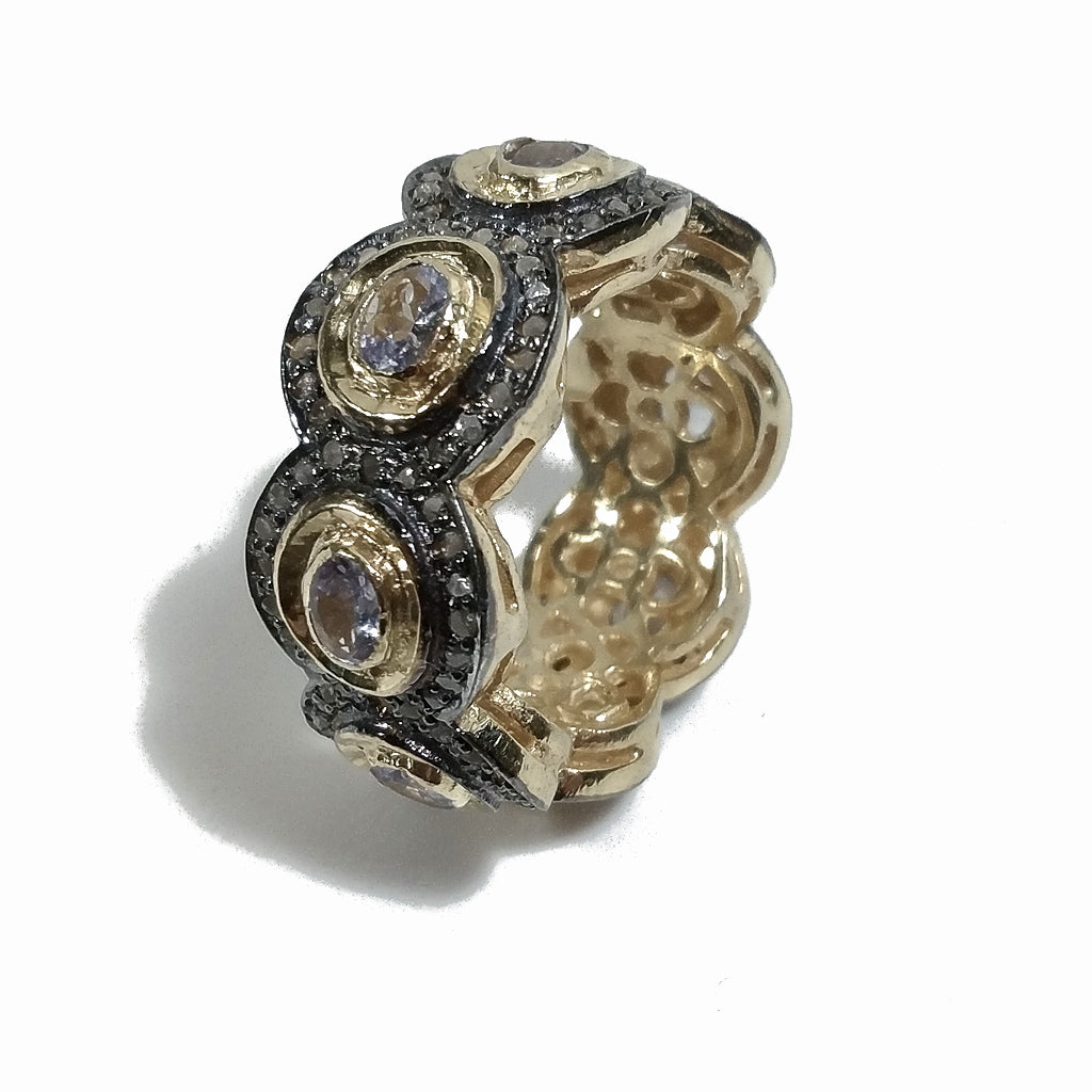 ETHNISCHER RING aus vergoldetem 925er Silber handgefertigter RING Diamant | ETHNISCHER SCHMUCK