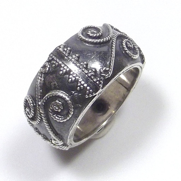 Anello in argento 925 brunito - fede filigrana
