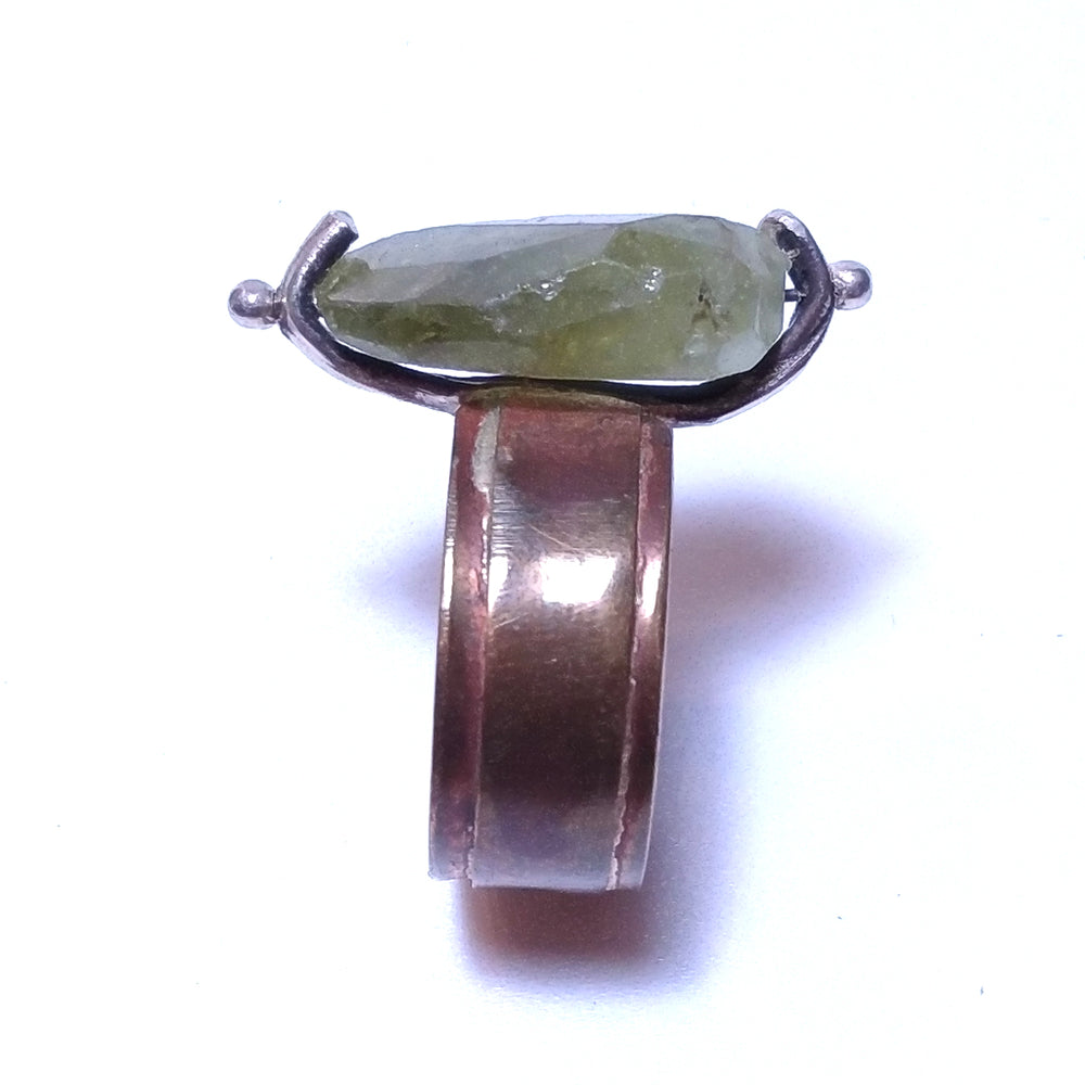 Handgefertigter Ring in BRONZE und GRÜN Granat - bronzeage1968