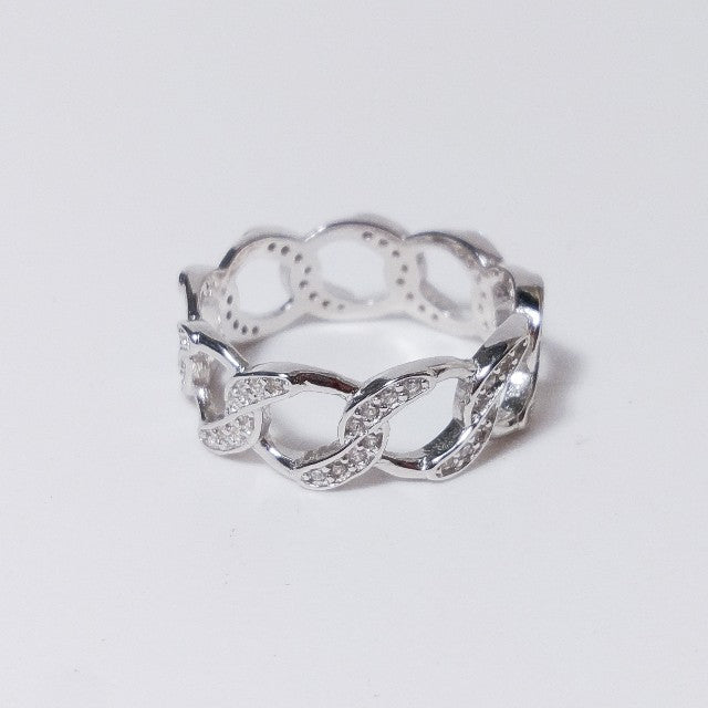 ANELLO  ELEGANCE zircone - groumette argento - anello catena