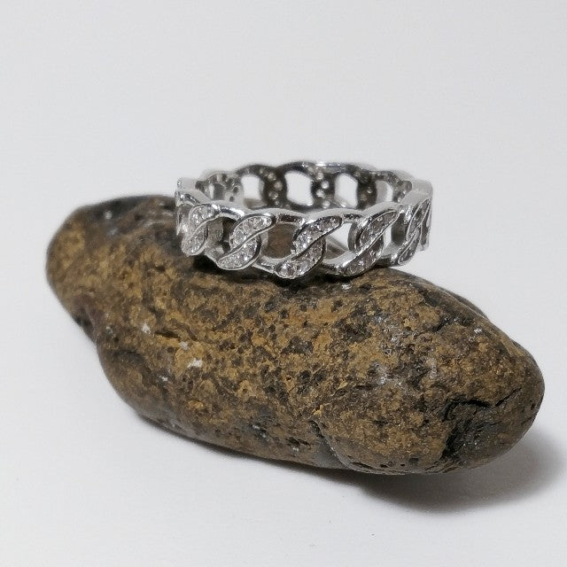 ANELLO  ELEGANCE fine zircone - groumette argento - anello catena