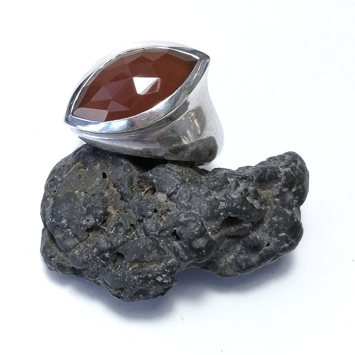 Ring mit Stein in 925er Silber mit Karneol | SILBERSCHMUCK