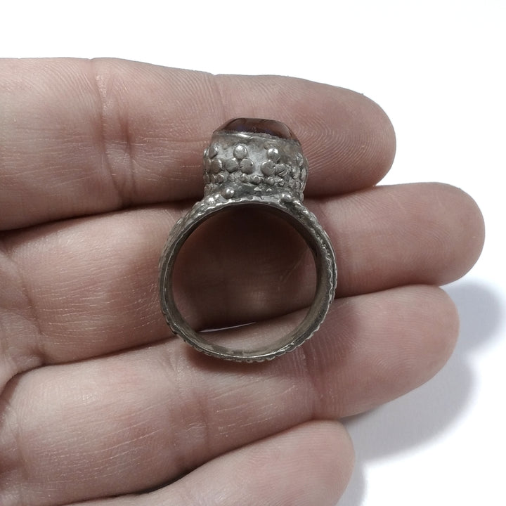 Ring mit Stein in antikem Silber ETHNISCHER RING Karneol, Türkis | SILBERSCHMUCK
