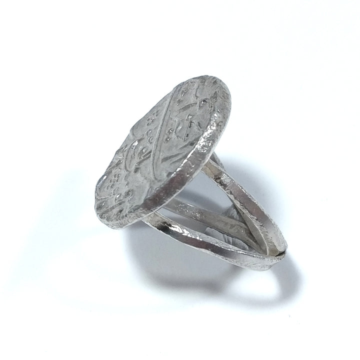Anello con MONETA in argento antico ANELLO artigianale