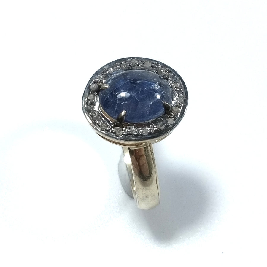 ETHNISCHER RING aus vergoldetem Silber 925 Handgefertigter Saphir-Diamant-RING | ETHNISCHER SCHMUCK