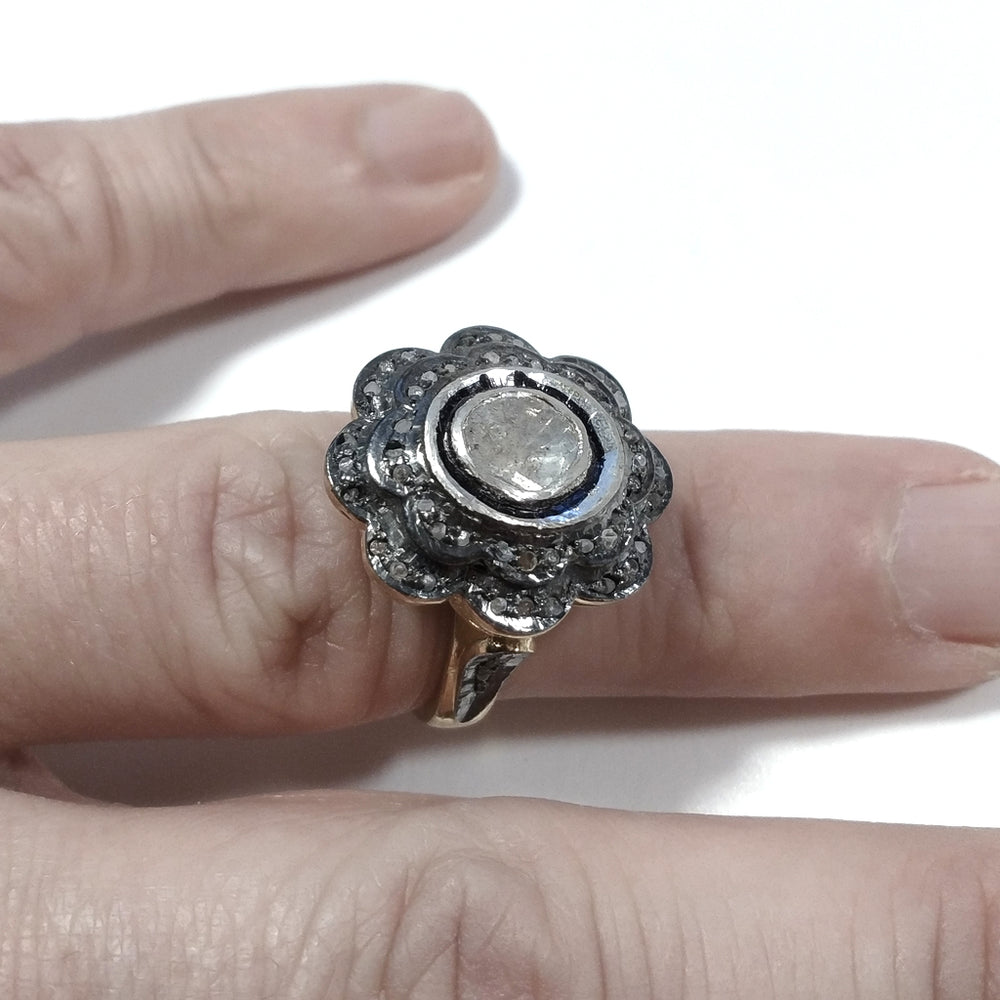 ETHNISCHER RING aus vergoldetem 925er Silber handgefertigter RING Diamant | ETHNISCHER SCHMUCK