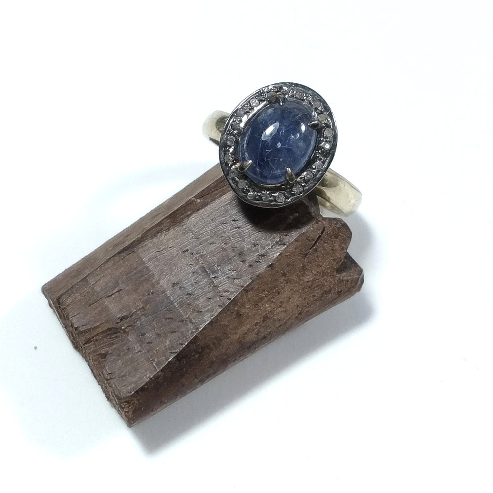 ETHNISCHER RING aus vergoldetem Silber 925 Handgefertigter Saphir-Diamant-RING | ETHNISCHER SCHMUCK